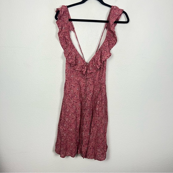 NEW Madewell Ruffle Neck Button Up Mini Dress Vintage Quartz Pink Floral Size 4 - Picture 3 of 12